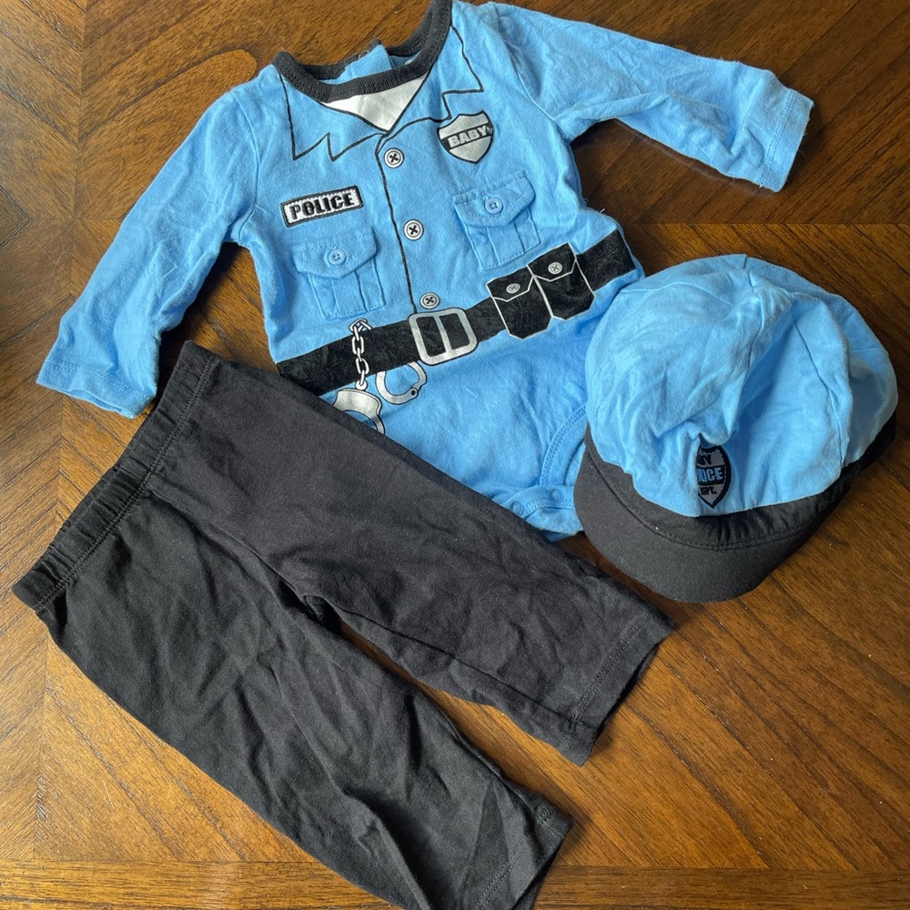 Baby police officer cop detective costume with hat 3/6 months - Picture 4 of 6